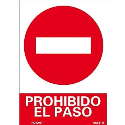 Imagen de Ferretelix Cartel señal PVC 40 cm x 30 prohibido el paso 1 mm espesor