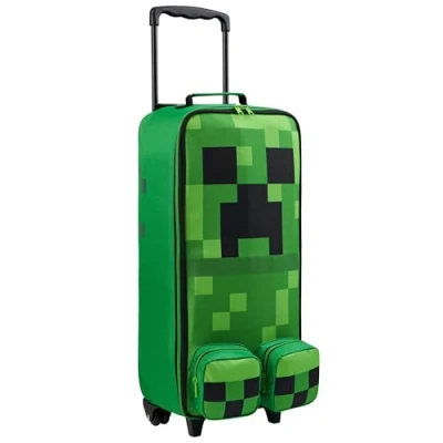 Imagen de Minecraft Maleta Niños con Ruedas Creeper Bolsa de Viaje Plegable Trolley Maletas Infantiles Vacaciones Viajes Fin Semana (64cm 24.2L Verde)