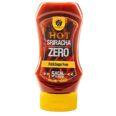 Imagen de Salsa Rabeko Zero Sriracha picante, 1 x 350 ml sin azúcar y baja en grasas productos saludables bajos carbohidratos con menos calorías para ensaladas, patatas fritas,