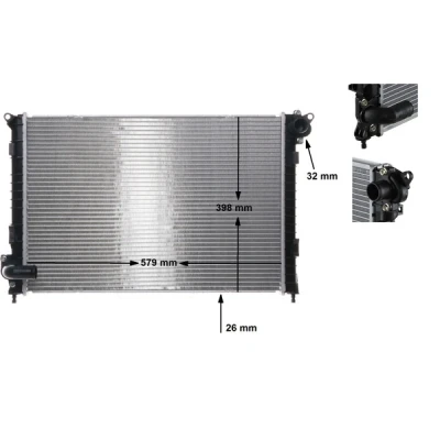 Imagen de MAHLE ORIGINAL CR 983 000S Radiador, refrigeración del motor para vehículos con climatizador 578 398 26 Aletas soldadas MINI: Hatchback