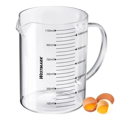 Imagen de Westmark 30672260 Jarra Medidora de Vidrio, para Medir Ingredientes, Segura Microondas, Resistente al Calor, Asa Ergonómica, 1.000 ml