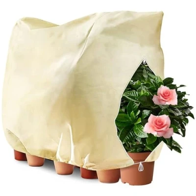 Imagen de Azyvum Funda para Plantas,Tela no Tejida Protección de Plantas,Transpirable Protector Plantas Invierno,Reutilizable, con Cordón y Cremallera,Beige, contra Heladas,180 x 120 cm