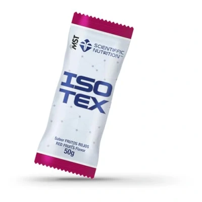 Imagen de Scientiffic Nutrition Isotex, Bebida Isotónica Instántanea en Polvo, Aporta Sales Minerales, Electrolitos y Energía, Deportiva Monodosis Sabor Frutos Rojos, 50 g
