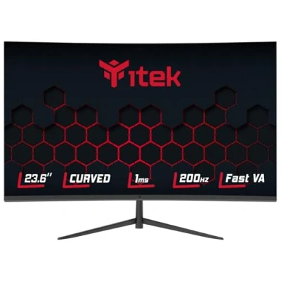Imagen de Itek Monitor GGC 23,6&quot; Pantalla Curva R1500, resolución FHD 1920x1080, Panel Rapide VA, 200 Hz, 16:9, 1 ms, HDMI, DP, sincronización adaptativa