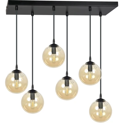 Imagen de EMIBIG LIGHTING Lámpara colgante Glassy, 6 luces, negro, grafito, cristal, 75 cm