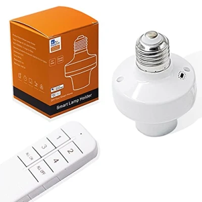 Imagen de QIACHIP Ewelink Portalámpara WiFi Inteligente E27, Casquillo Adaptador de Lámpara Inalámbrico con Temporizador y Full on/off, Compatible Alexa Google, para lámparas