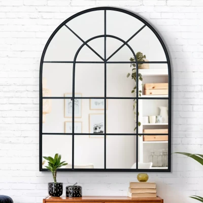 Imagen de IDMarket Espejo de cristal con arco diseño industrial 80 x 100 cm
