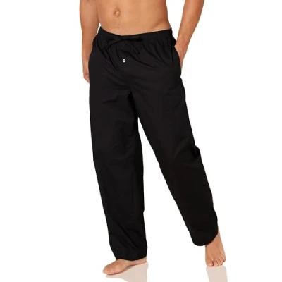 Imagen de Amazon Essentials Pantalón de Pijama Tejido Ajuste Recto Hombre, Negro, XS
