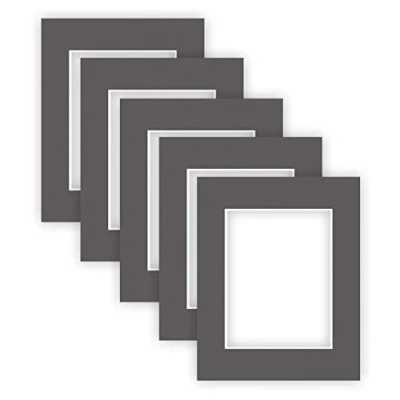 Imagen de nielsen Conservation Passepartout cartón 1,5 mm, juego de 5, tamaño exterior 24x30 cm para cuadro 15x20 cm, gris grafito con estructura