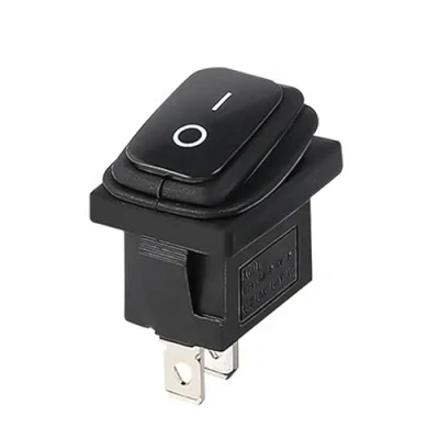 Imagen de Miniinterruptor basculante impermeable IP65, interruptor de dispositivo 250 V 6 A, 125 10 A AC, KCD1 (6 V, 9 12 24 CA/DC), color negro rectangular 19 x 13 mm, 2 pines ON/OFF