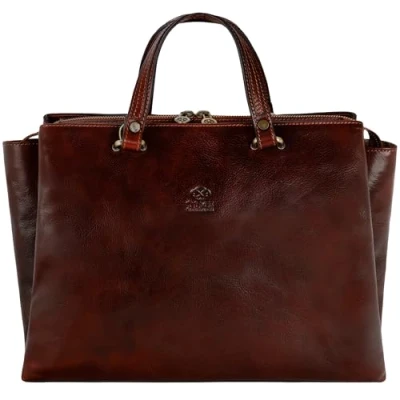 Imagen de Time Resistance Bolso de Mano para Mujer Piel Hecho a en Italia con Cuero Auténtico Vachetta Ideal Todos los Días o Ocasiones Especiales