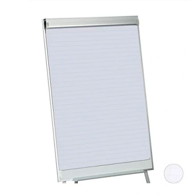 Imagen de Relaxdays Papel de Rotafolio, Rollo 50 Hojas a Rayas, Bloc Pizarra, 60 g/m², 6 Perforaciones, 57,5 x 81 cm, Blanco, 100%