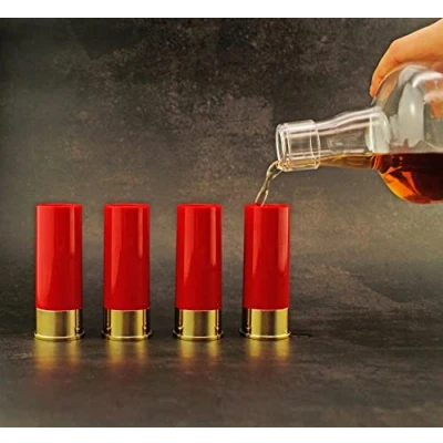 Imagen de Winkee 4 vasos de chupito para escopetas, con diseño pistola, plástico fiestas y festivales