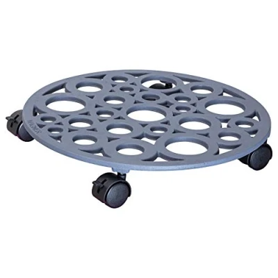 Imagen de Wagner Soporte con Ruedas para Plantas Bubble Ø 38 x 6,5 cm I Uso Exterior + Interior Carrito bañera de Hierro Fundido, Gris Pizarra 2 Frenos Capacidad Carga 50 kg 20092001
