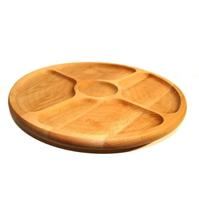 Imagen de COLLECTOR Tabla giratoria Plato dividido Redondo Circular Giratorio de madera para servir aperitivos haya 33 cm