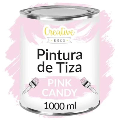 Imagen de Creative DECO 1L Rosa Pintura a la Tiza para Muebles Chalk Paint Madera Mate y Lavable sin Lijar Renovación, Decoración, Manualidades Posible Efecto de Barrido Gradiente