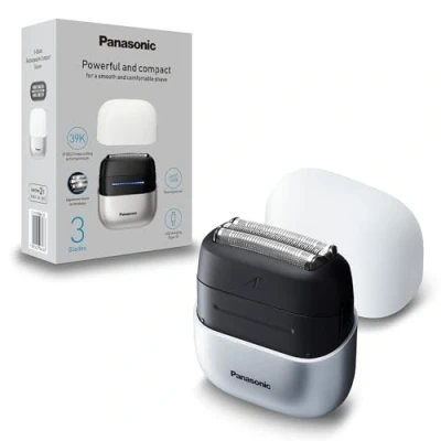 Imagen de Panasonic ES ACM3BW503 Serie 700 Afeitadora Compacta de 3 Cuchillas, Eléctrica Húmeda y Seca para Hombres, Sensor Barba, Resistente al Agua IPX7, Carga USB C Adaptador, Blanco