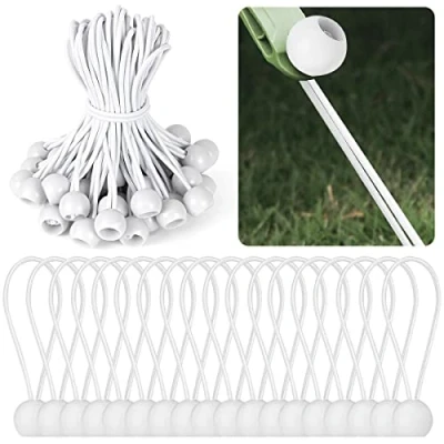 Imagen de 50 Piezas Tensores Elásticos Blanco,Tensor Bola Tensores,Tensor Elastico,Cuerda Elástica para Lonas,Pabellones,Tiendas de Campaña,Camping
