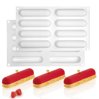 Imagen de molde de pastel Mousse silicona pastelero postre bricolaje vela jabón chocolate, 8 agujeros Oval claro