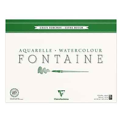 Imagen de Clairefontaine Fontaine 96432C Bloc de dibujo para acuarela (grano grueso, 42 x 56 cm, 25 hojas, 300 g), color blanco