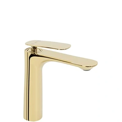 Imagen de Rea BERG GOLD Grifo de LAVABO BAJO Mezclador baño latón monomando lavado a mano ajustable en frío y caliente (Oro)