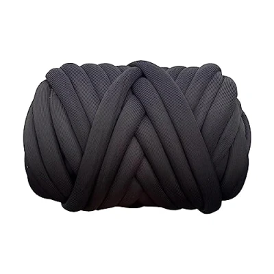 Imagen de hilo grueso de 500 g para tejer en el brazo, tubular gigante, voluminoso hacer mantas trenzadas, almohadas, fabricación alfombras, cestas, (negro)