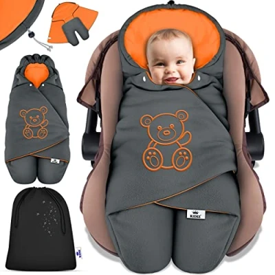 Imagen de KIDIZ® manta de invierno con capucha + bebé universal para el asiento del bebe, coche, Maxi Cosi, Römer Cochecitos y todos los sistemas cinturón 3 5 puntos