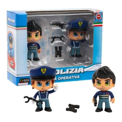 Imagen de Giochi Preziosi Policía Figura de acción policía. Pack 2 Figuras 7 cm, Uniformes Originales y Accesorios incluidos, para niños a Partir 4 años
