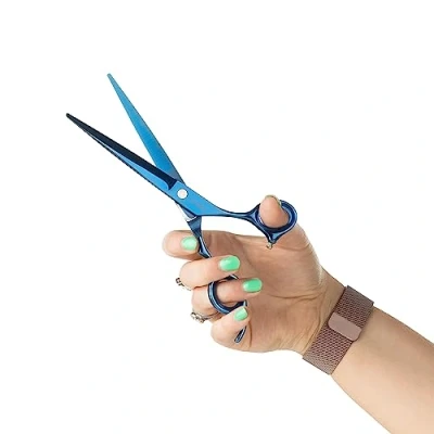 Imagen de Mikki Doodle, Perro, Cachorro Recortar el Pelo Recto Tijeras, Sharp &amp; Durable Semi Convex Blade, Blunted Safety Tips, Tornillo de tensión Ajustable para Control y precisión, 17.8cm (7 &quot;)