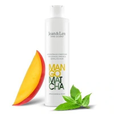 Imagen de Jean&amp;Len Lockentraum Acondicionador mango y matcha, domina el cabello rebelde encrespado, reduce puntas abiertas, cuida define ondas rizos naturales, sin parabenos ni silicona, vegano, 300 ml