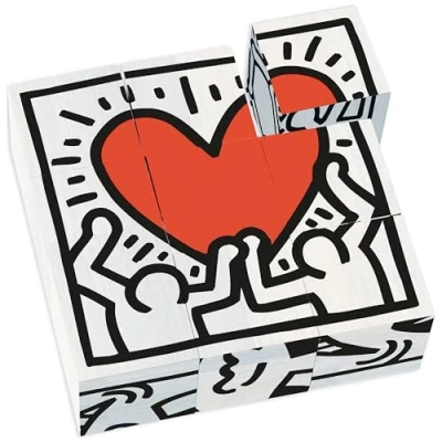 Imagen de VILAC Wooden Cubes Keith Haring Juguetes para apilar y Encajar, Multicolor (9227)