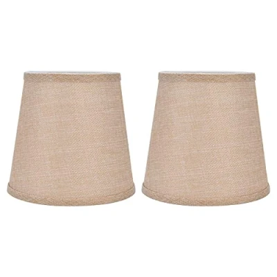 Imagen de 2 Piezas Pantalla de Lampara, Lampara Mesa E14 Lámpara Lino Pantallas Lamparas Tulipas para Decorativa, Estilo Europeo, Mesa, Pie