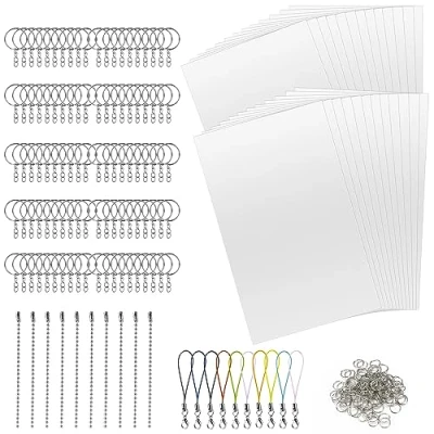 Imagen de Mkitnvy 245 Piezas Plastico Magico Shrink Plastic, Kit Hojas de Plástico Termocontraíble Incluye 25 Retractil, Accesorios para Hacer Llaveros, Niños Manualidades Creativas DIY