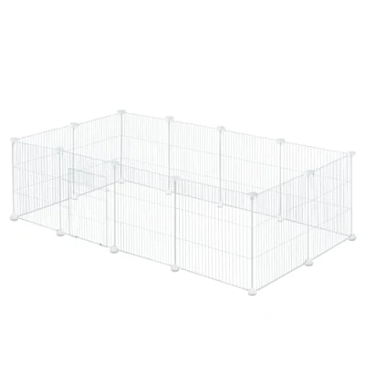 Imagen de EUGAD Recinto para Cobayas Parque Conejos Vallas Jaula Mascotas Hámster Gatito Cachorros Metálica con Puerta DIY 12 Paneles Blanco 142 x 72 36 cm 0052WL