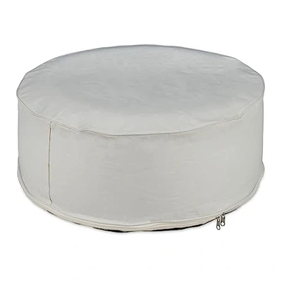 Imagen de Relaxdays Taburete Hinchable Exterior, Asiento PVC Redondo, Reposapiés Pícnic, Acampada, Jardín, Terraza 26x56cm, Crema