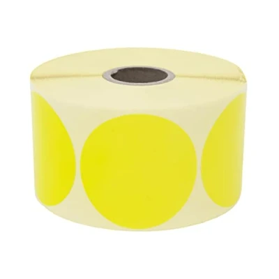 Imagen de Prolac 1000 unidades de puntos adhesivos coloridos en rollo, 25 x mm, color amarillo, adhesivos, redondos, perfectos para la identificación oficina