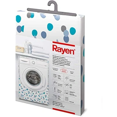 Imagen de Rayen Gama Medium Carga Frontal Funda para Lavadora y Secadora con Cremallera, PEVA, Azul, Medida :84 X 60 cm