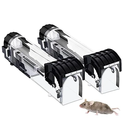 Imagen de Sopito Humano Trampa para Ratones Respetuoso del Medio Ambiente no Matar de Control Roedores Transparente Reutilizable Ratonera, 2 Piezas
