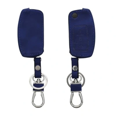 Imagen de kwmobile Funda Compatible con Ford Llave de Coche Plegable 3 Botones Carcasa Piel sintética Protector para Mando en Azul Oscuro