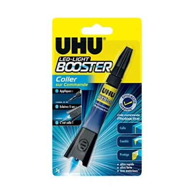 Imagen de UHU Booster Pegamento instantáneo, activado por lámpara UV incluido, pegamento, repara, relleno, protege, transparente, tubo 3g