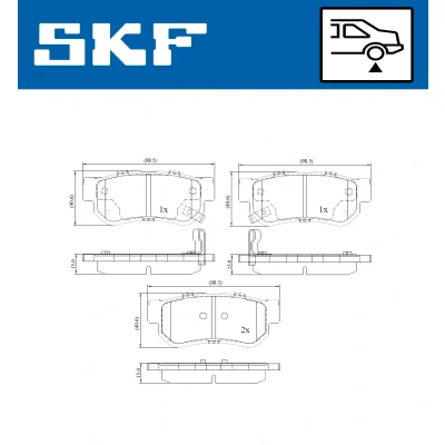 Imagen de SKF VKBP 90340 A Juego de pastillas freno con avisador acústico desgaste KIA: Sportage II, Optima / K5, Opirus, HYUNDAI: Tucson, Sonata V