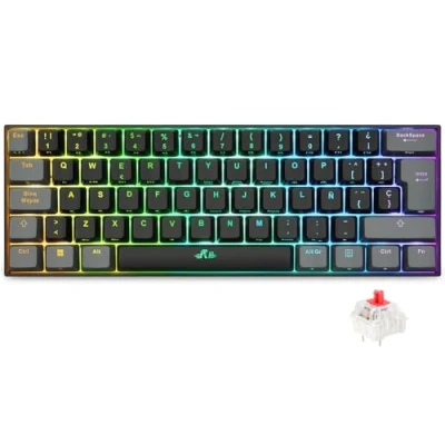 Imagen de Rii RK802 Teclado 60% Gaming Mecánico, 3 Modos de Conectividad, Interruptores Rojos, Retroiluminación RGB, Los Macros Apoyo, Layout Español