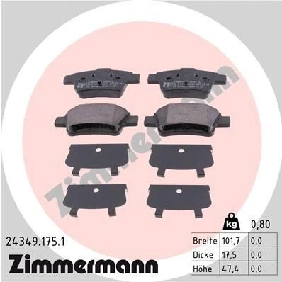 Imagen de ZIMMERMANN 24349.175.1 Juego de pastillas freno Foto correspondiente a la entrega OPEL: Corsa D Hatchback, FIAT: Grande Punto Hatchback