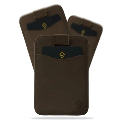 Imagen de AKIELO Tarjetero de Hombre Bloqueo RFID con Caja Regalo Cartera Compacta y Fina Minimalista (Charlie Edición Moca Oscura)