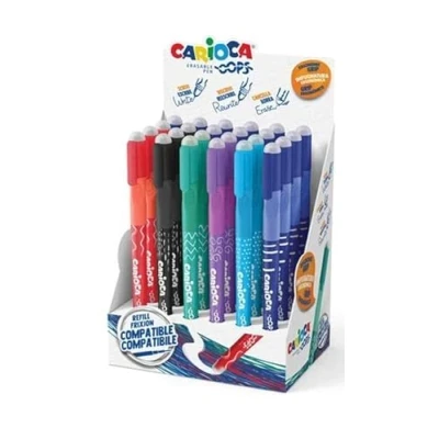 Imagen de Carioca 43040 Oops Bolígrafo Borrable, Colores Surtidos, Caja de 24, Multicolor, estandar