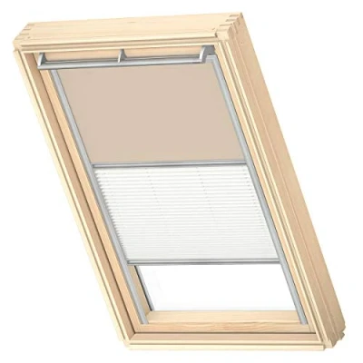 Imagen de Cortinas de oscurecimiento DÚO VELUX para SK06, Beige Oscuro con guía Lateral Gris