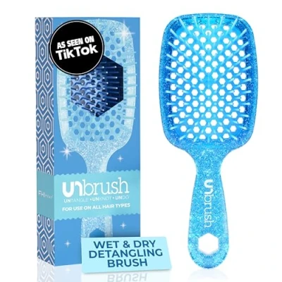 Imagen de FHI Heat UNbrush cepillo desenredante para todo tipo de cabello húmedo o seco, cerdas antiestáticas DuoFlex, mango ligero, ventilado, azul zafiro