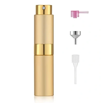 Imagen de Toureal Aluminio 8ml Atomizador Perfume Recargable, Perfumador Dispensador de Viaje, Spray Pulverizador Pequeño para Colonia (Oro Mate)