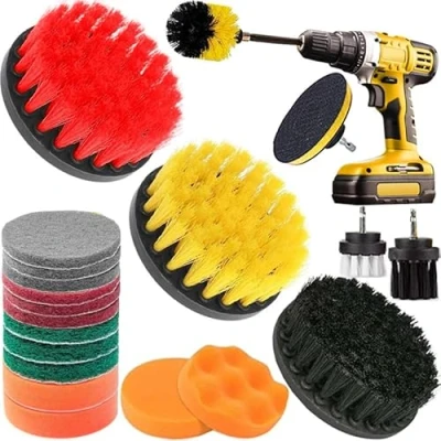 Imagen de Retoo Juego de 22 cepillos para taladro, cepillo limpieza giratorio 2 3.5 4 5 pulgadas, atornillador inalámbrico, Drill Brush, cerdas nailon bañera, llantas, barbacoa