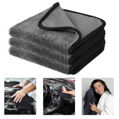 Imagen de SerenitySphere Pack de 3 Limpieza Coche, 40x60CM, Toalla Secado Coche,bayeta Microfibra